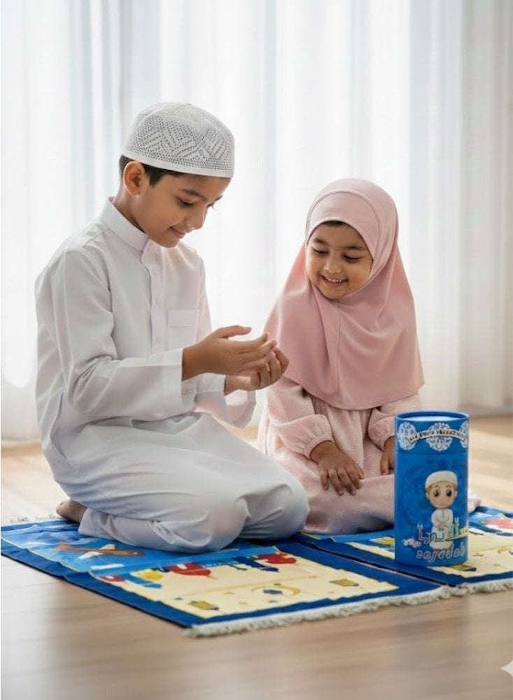 Premium Ramadan Gifting Package 5PCS Prayer Carpet Mat Set for Kids, Foldable Muslim Prayer Rug With Rosary, Tasbeeh Counter and Other, Islamic Pattern, Soft Padded Islamic Prayer Mat, Muslim Gift for Ramadan, Eid, Hajj - Image 3